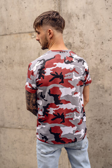 Homme T-shirt à imprimé camo Gris-Bordeaux Bolf S807A1