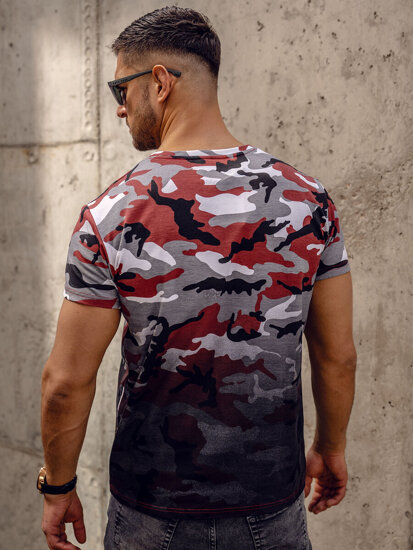 Homme T-shirt à imprimé camo Gris-Bordeaux Bolf S808A1