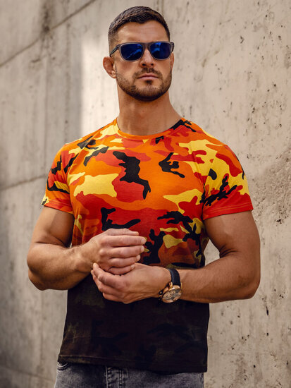 Homme T-shirt à imprimé camo Orange Bolf S808A1