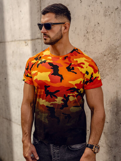 Homme T-shirt à imprimé camo Orange Bolf S808A1