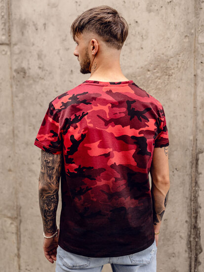 Homme T-shirt à imprimé camo Rouge Bolf S808A1