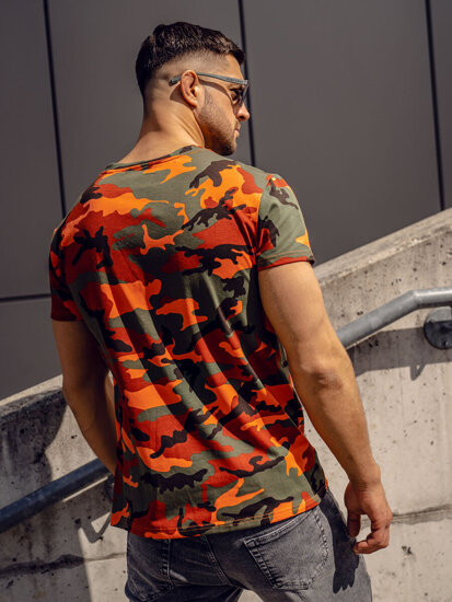 Homme T-shirt à imprimé camo Vert-Orange Bolf S807A1