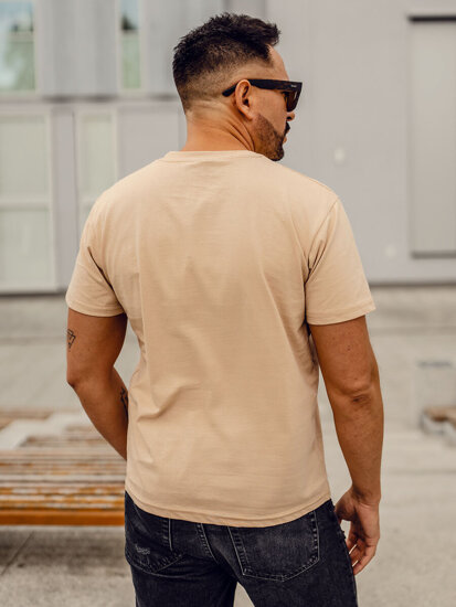 Homme T-shirt basic en coton Beige Bolf 192397A