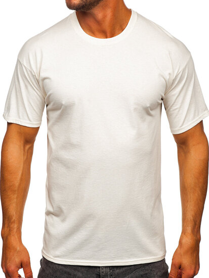 Homme T-shirt basic en coton Ecru Bolf B459