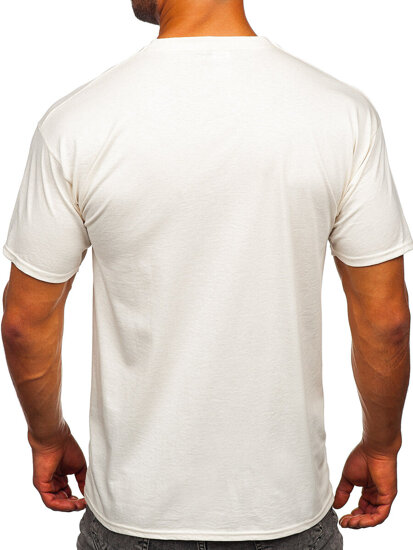 Homme T-shirt basic en coton Ecru Bolf B459