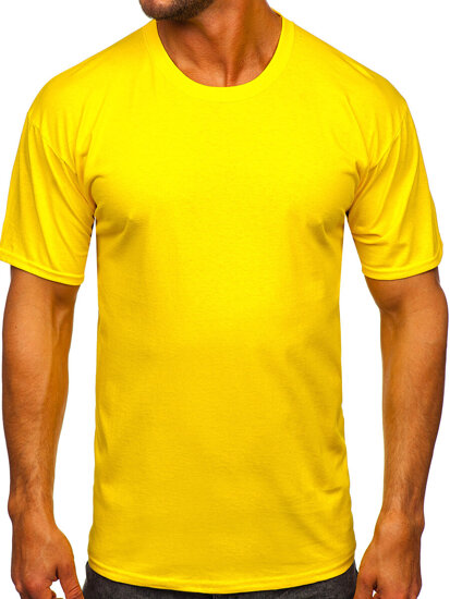 Homme T-shirt basic en coton Jaune-Neon B459