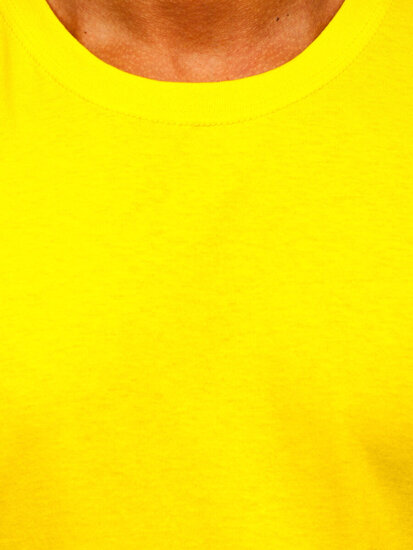 Homme T-shirt basic en coton Jaune-Neon B459