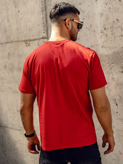 Homme T-shirt basic en coton Rouge Bolf 192397A