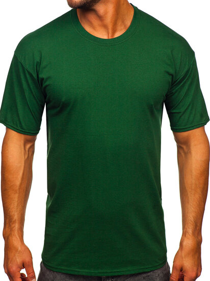 Homme T-shirt basic en coton Vert foncé Bolf B459