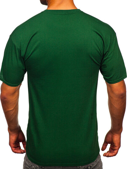 Homme T-shirt basic en coton Vert foncé Bolf B459