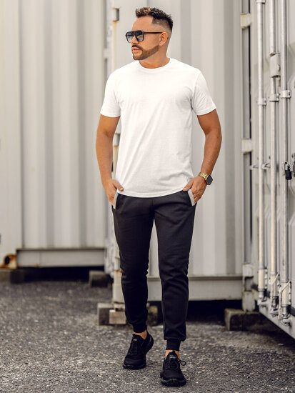 Homme T-shirt basic long en coton Blanc Bolf 14290A