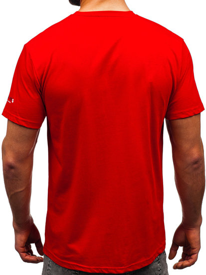 Homme T-shirt en coton imprimé Rouge Bolf 14732