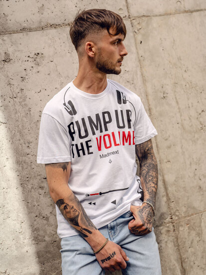 Homme T-shirt imprimé en coton Blanc Bolf 1171A