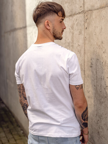 Homme T-shirt imprimé en coton Blanc Bolf 1173A