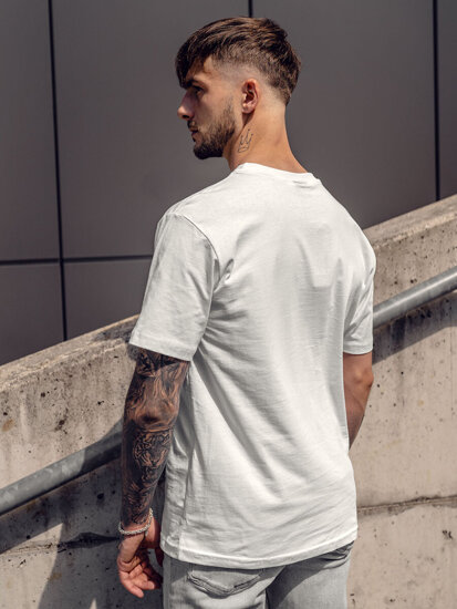 Homme T-shirt imprimé en coton Blanc Bolf 142174A