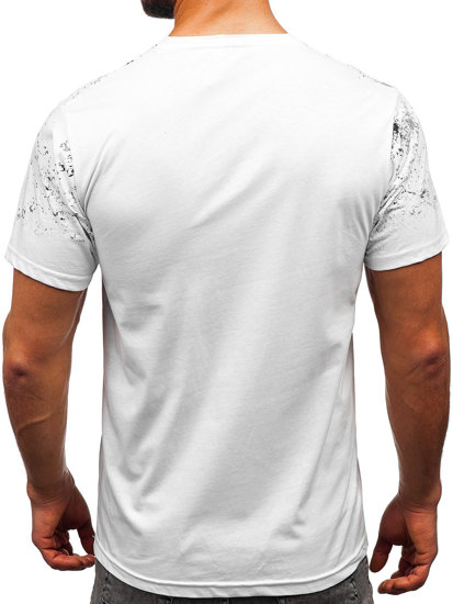 Homme T-shirt imprimé en coton Blanc Bolf 14725