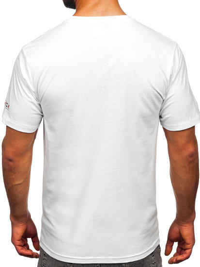 Homme T-shirt imprimé en coton Blanc Bolf 14739