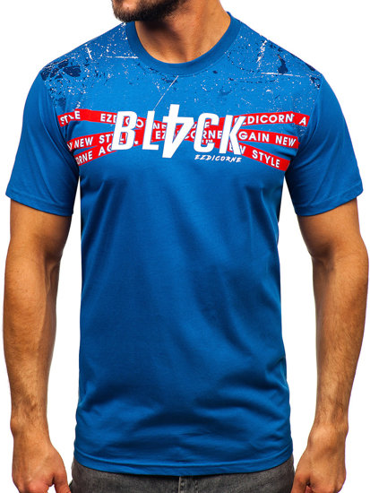 Homme T-shirt imprimé en coton Bleu Bolf 14722