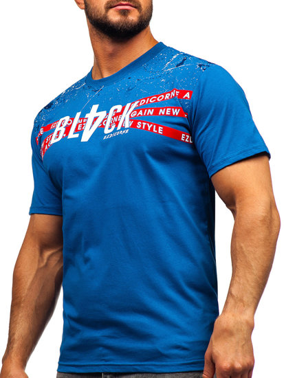 Homme T-shirt imprimé en coton Bleu Bolf 14722