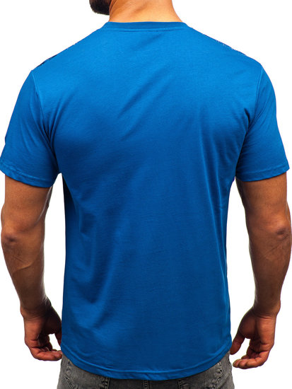 Homme T-shirt imprimé en coton Bleu Bolf 14722