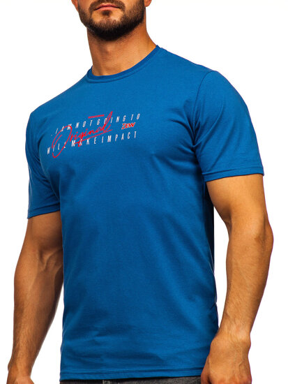 Homme T-shirt imprimé en coton Bleu Bolf 5032