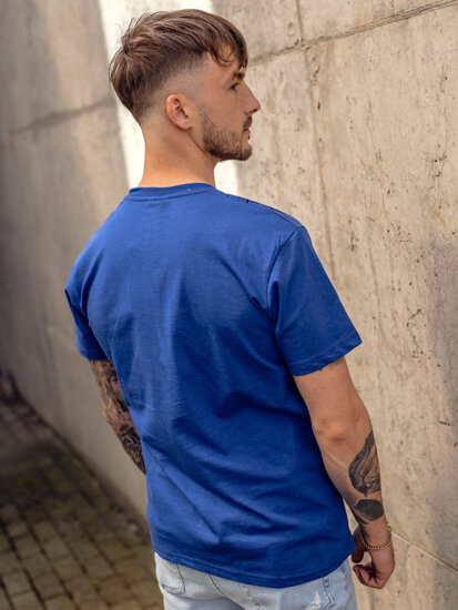 Homme T-shirt imprimé en coton Bleu Bolf KS2525TA