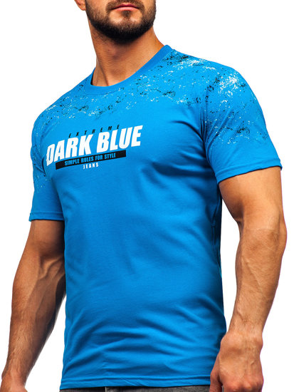 Homme T-shirt imprimé en coton Bleu ciel Bolf 14725