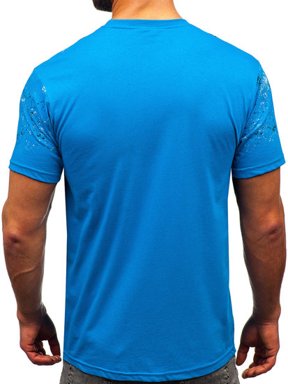 Homme T-shirt imprimé en coton Bleu ciel Bolf 14725