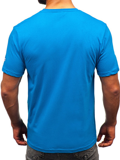 Homme T-shirt imprimé en coton Bleu ciel Bolf 14741