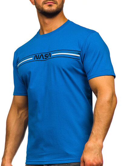 Homme T-shirt imprimé en coton Bleu ciel Bolf 5052