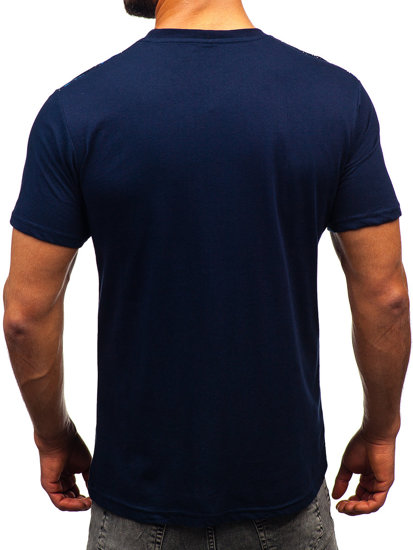 Homme T-shirt imprimé en coton Bleu foncé Bolf 14722