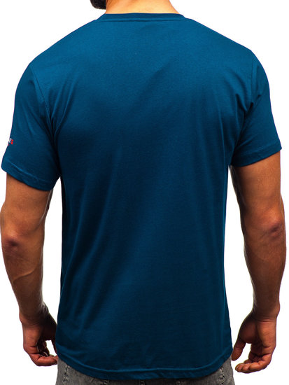 Homme T-shirt imprimé en coton Bleu foncé Bolf 14732