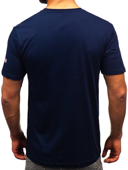 Homme T-shirt imprimé en coton Bleu foncé Bolf 14741