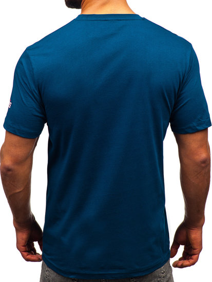 Homme T-shirt imprimé en coton Bleu foncé Bolf 14741