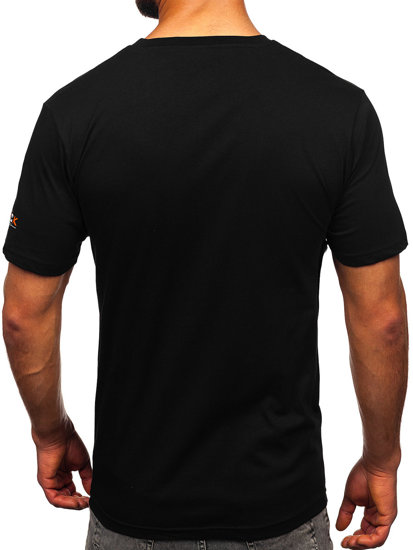 Homme T-shirt imprimé en coton Noir Bolf 14739