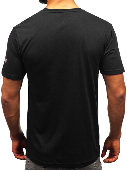 Homme T-shirt imprimé en coton Noir Bolf 14741