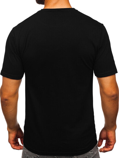 Homme T-shirt imprimé en coton Noir Bolf 5032