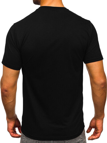 Homme T-shirt imprimé en coton Noir Bolf 5040