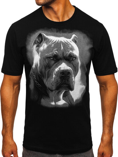 Homme T-shirt imprimé en coton Noir Bolf 5067