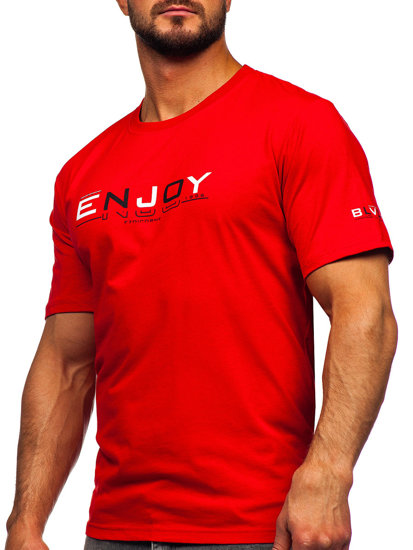 Homme T-shirt imprimé en coton Rouge Bolf 14739