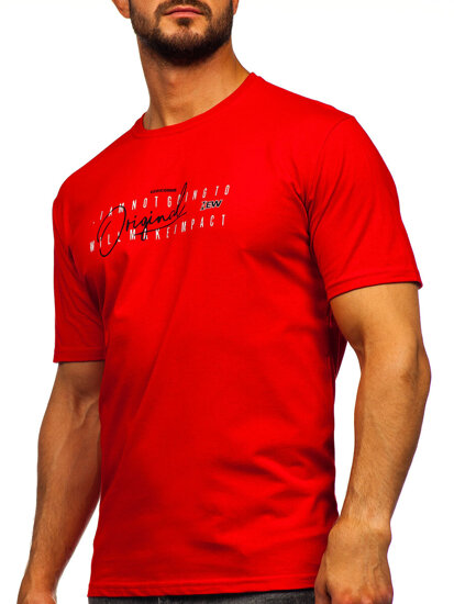 Homme T-shirt imprimé en coton Rouge Bolf 5032