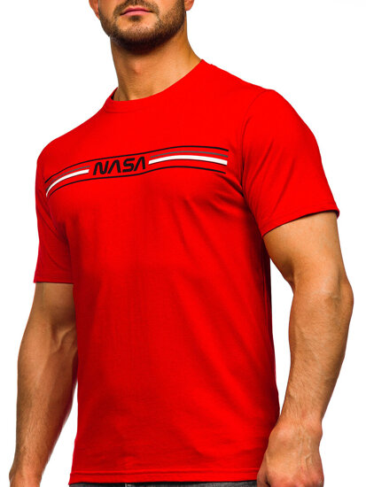 Homme T-shirt imprimé en coton Rouge Bolf 5052