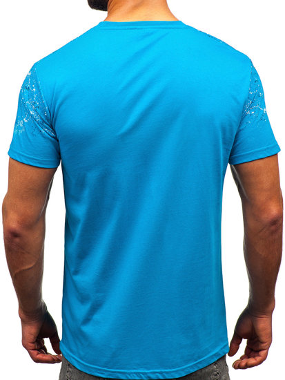 Homme T-shirt imprimé en coton Turquoise Bolf 14725