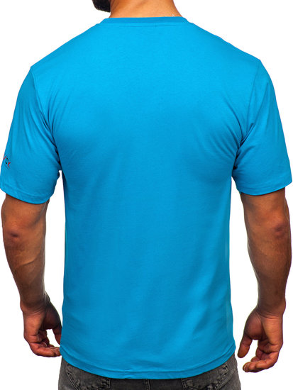 Homme T-shirt imprimé en coton Turquoise Bolf 14739