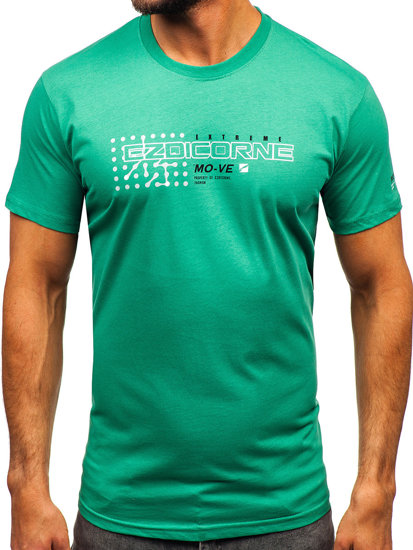 Homme T-shirt imprimé en coton Vert Bolf 14732