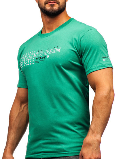 Homme T-shirt imprimé en coton Vert Bolf 14732