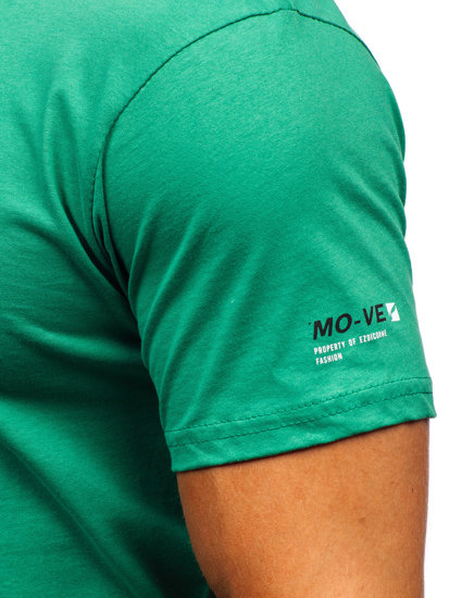 Homme T-shirt imprimé en coton Vert Bolf 14732