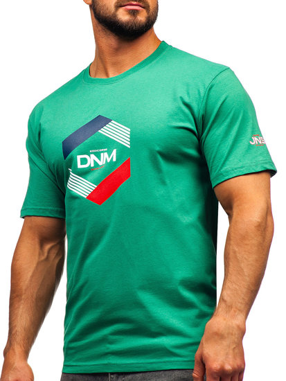 Homme T-shirt imprimé en coton Vert Bolf 14741