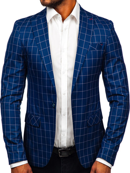 Homme Veste à carreaux Bleu Bolf 001