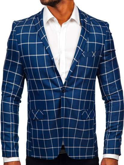 Homme Veste à carreaux Bleu Bolf 003